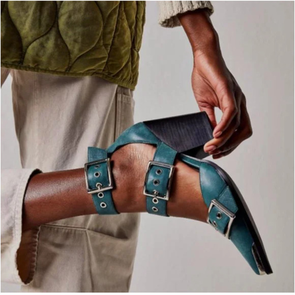 Free People Jeffrey Campbell Hendrix Heels 8 Teal - Picture 2 of 7